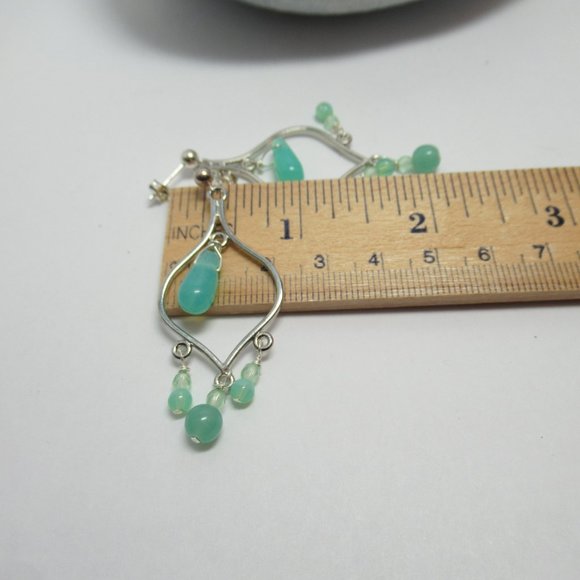 Uranium glass bead chandelier earrings - Picture 9 of 10